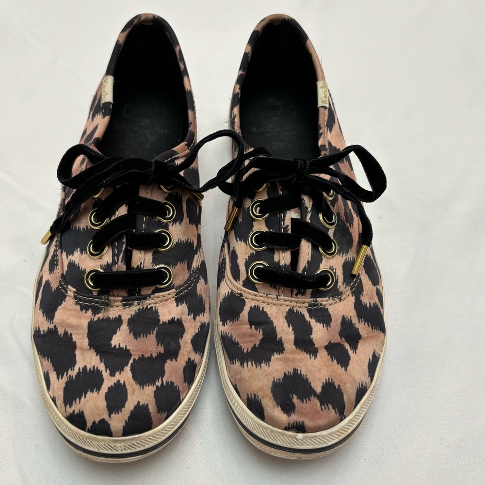 Keds Kate Spade Black and Tan Leopard Print Sneakers